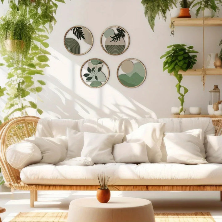 4 Bohemian Wall Art Set - Wooden Bohemian Decor