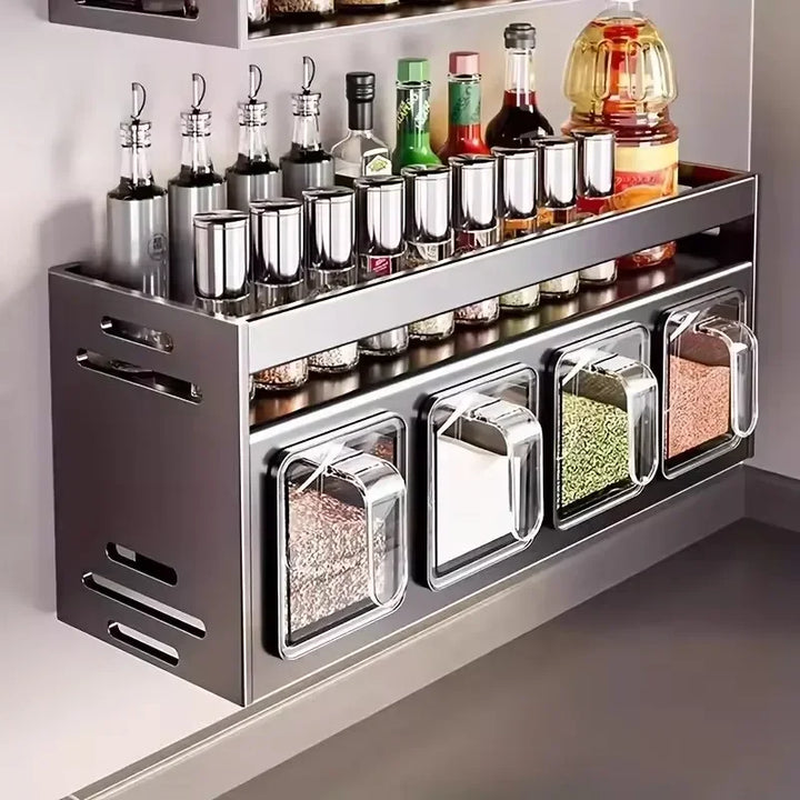 Kitchen wall storage organizer with sturdy stainless steel