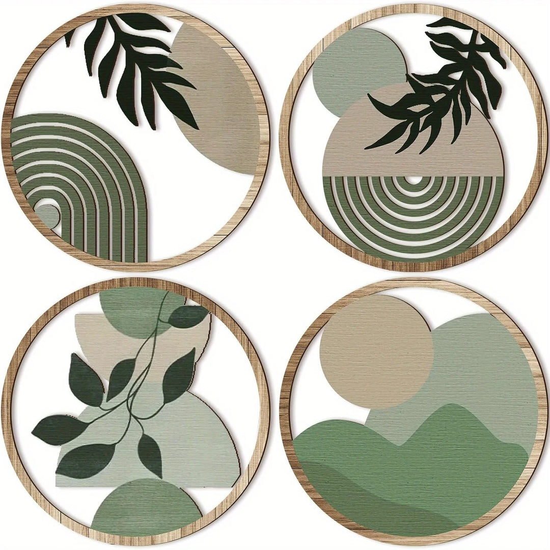 4 Bohemian Wall Art Set - Wooden Bohemian Decor