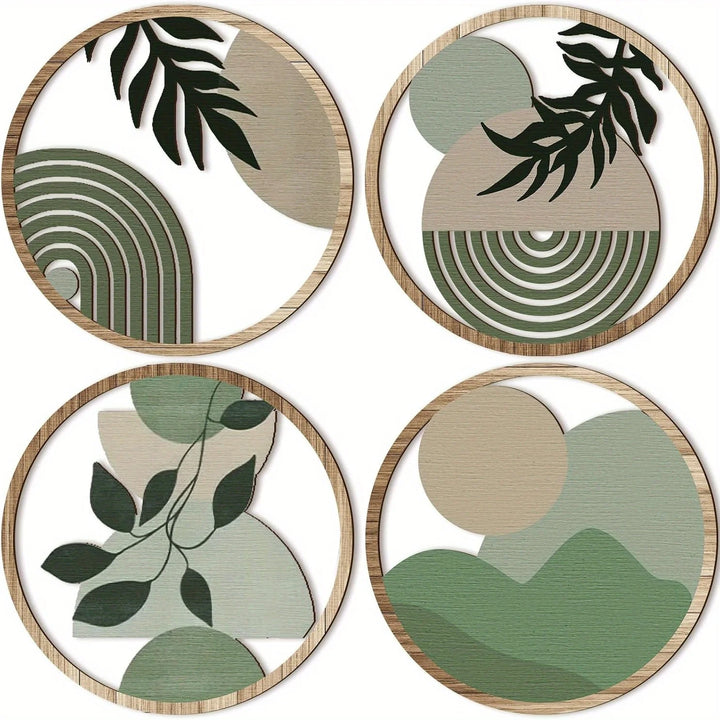 4 Bohemian Wall Art Set - Wooden Bohemian Decor