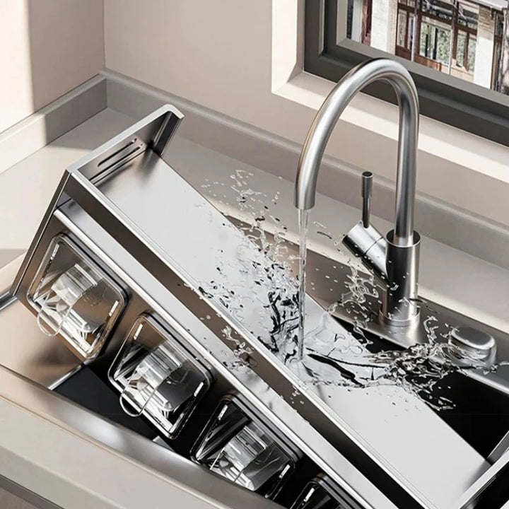 Kitchen wall storage organizer with sturdy stainless steel