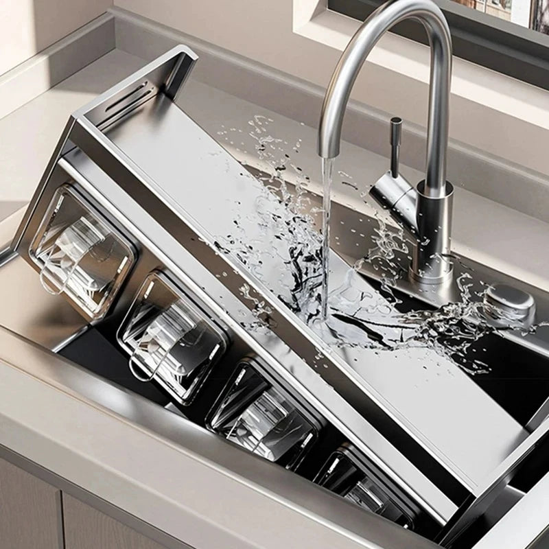 Kitchen wall storage organizer with sturdy stainless steel