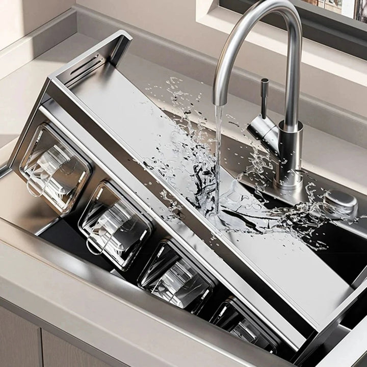 Kitchen wall storage organizer with sturdy stainless steel